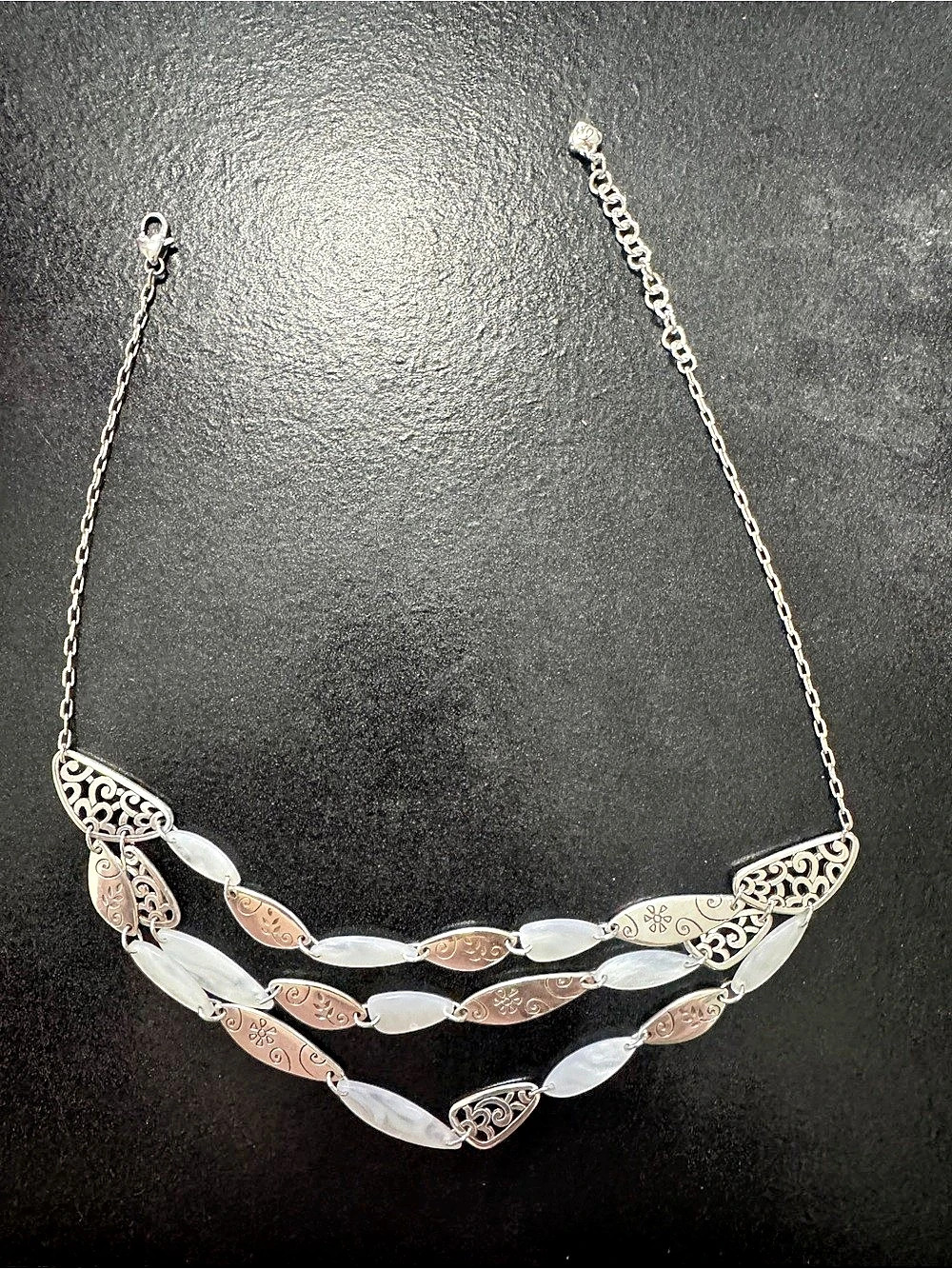 Brighton Silver White Multi Strand Statement Necklace